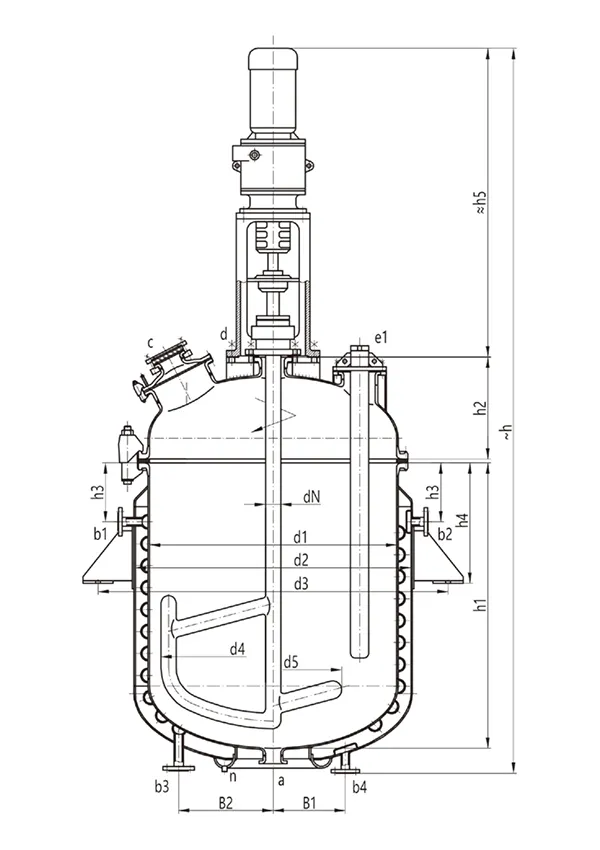 المفاعل المبطن بالزجاج بسعات من K8000L إلى K16000L